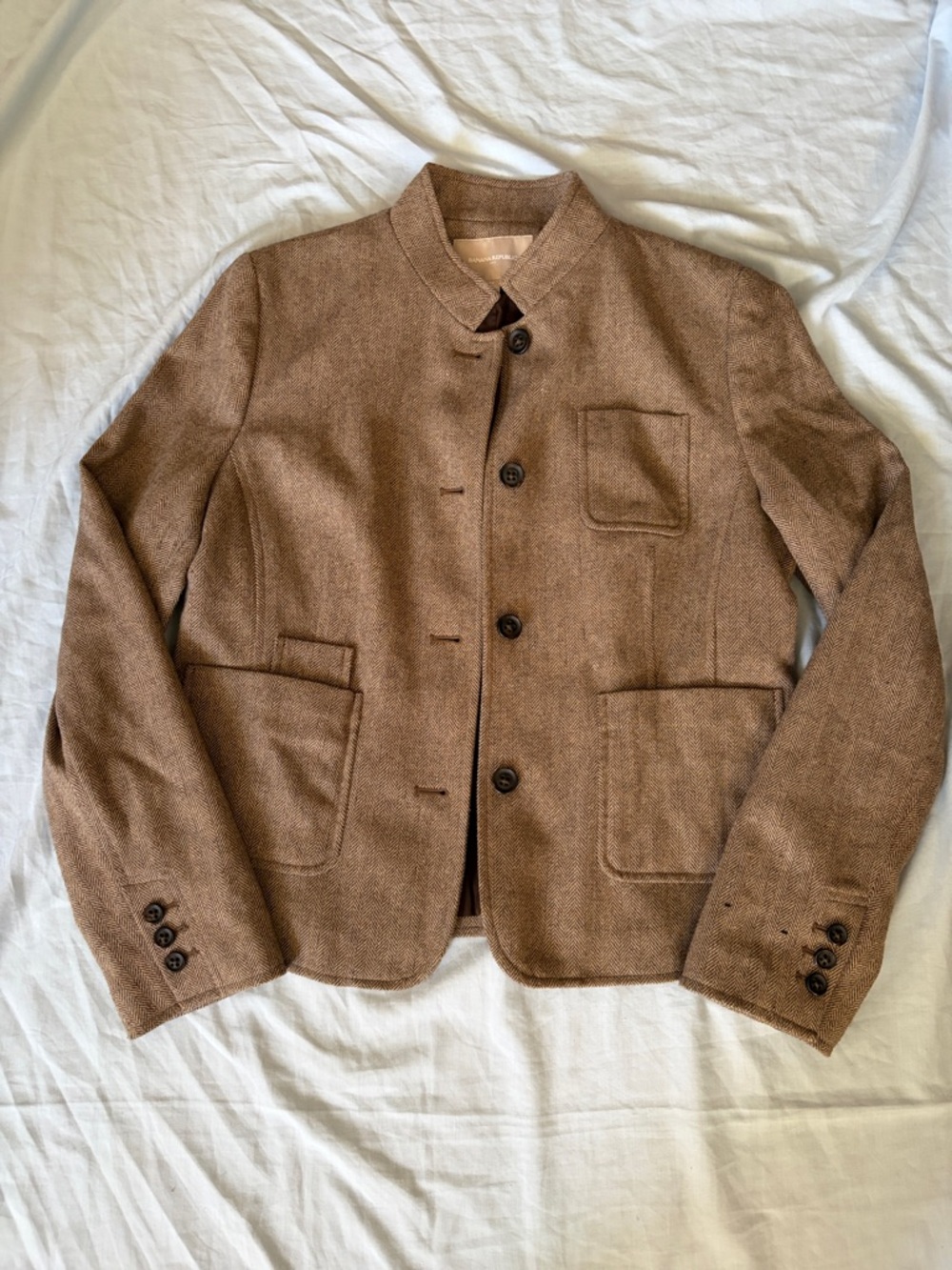 Banana Republic Brown Herringbone Shirt Jacket